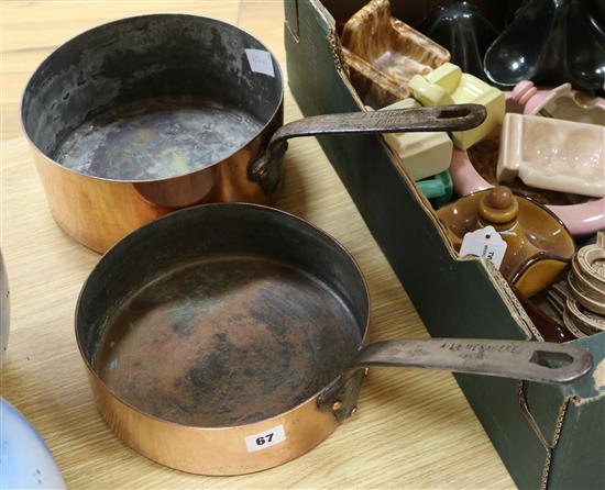 La Menagere two copper saucepans Largest 25cm Dia